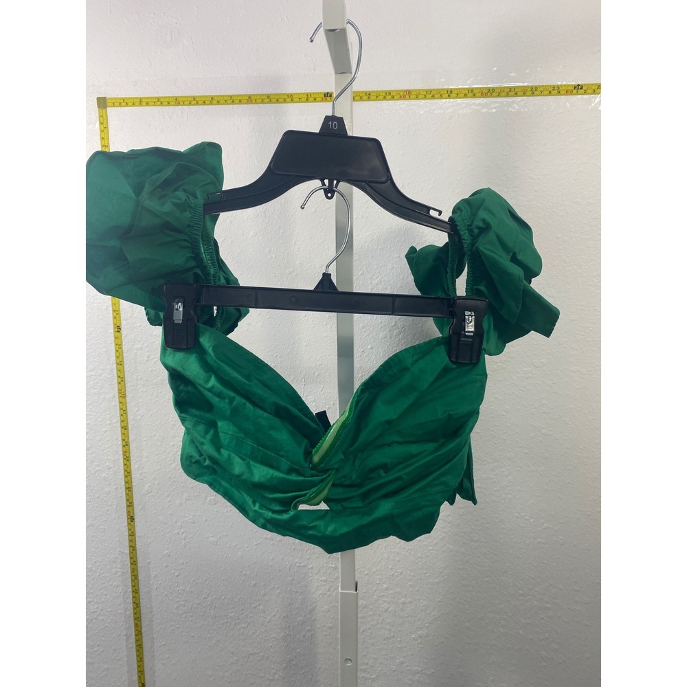 ELA Green Ruffle Off The Shoulder Crop Top Sweetheart Neckline Size Large